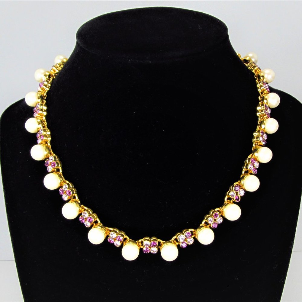 VINTAGE 20TH CENTURY FLOWER CLUSTER CHOKER NECKLACE